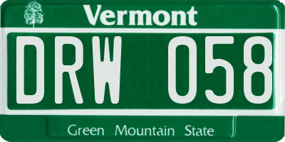 VT license plate DRW058
