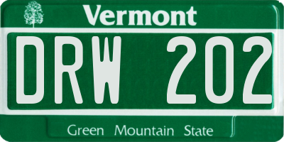 VT license plate DRW202