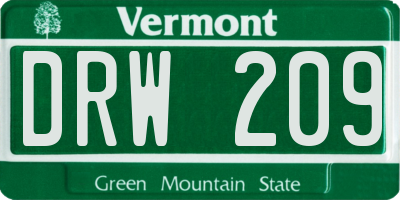 VT license plate DRW209