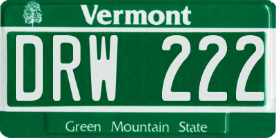 VT license plate DRW222