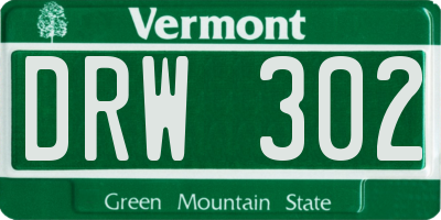 VT license plate DRW302