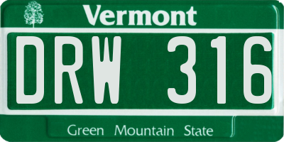 VT license plate DRW316
