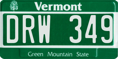 VT license plate DRW349