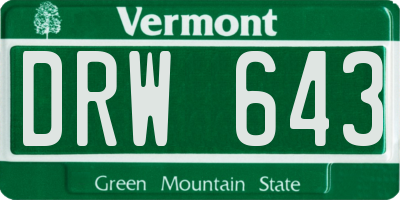 VT license plate DRW643