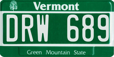 VT license plate DRW689