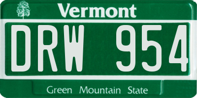 VT license plate DRW954
