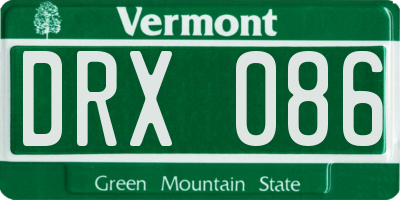 VT license plate DRX086