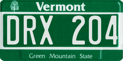 VT license plate DRX204