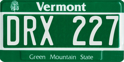 VT license plate DRX227
