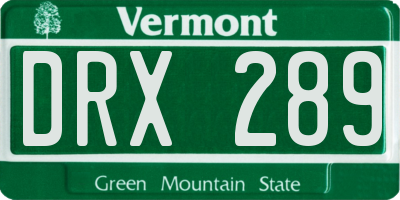 VT license plate DRX289