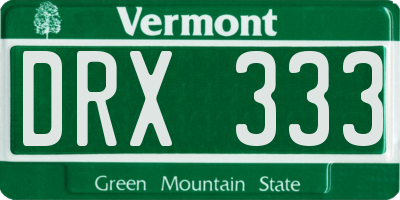 VT license plate DRX333