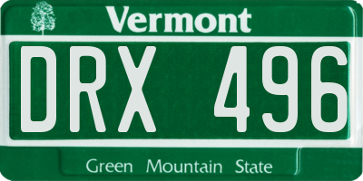 VT license plate DRX496