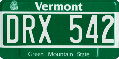 VT license plate DRX542