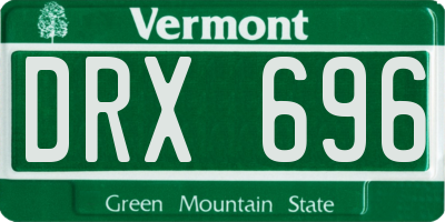 VT license plate DRX696