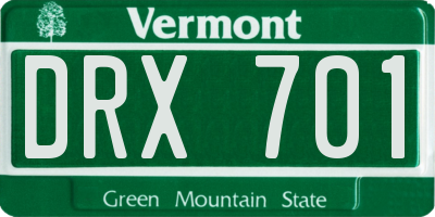 VT license plate DRX701