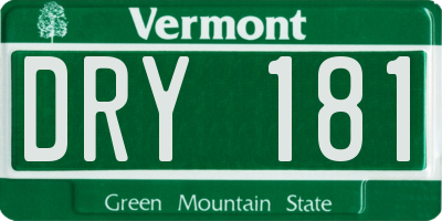 VT license plate DRY181