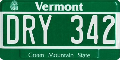 VT license plate DRY342