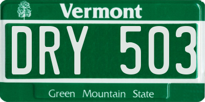 VT license plate DRY503