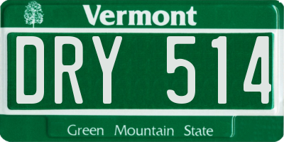 VT license plate DRY514