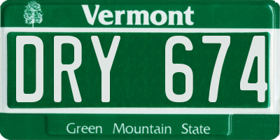 VT license plate DRY674
