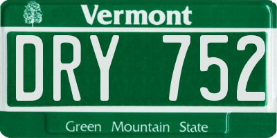 VT license plate DRY752