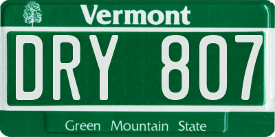 VT license plate DRY807