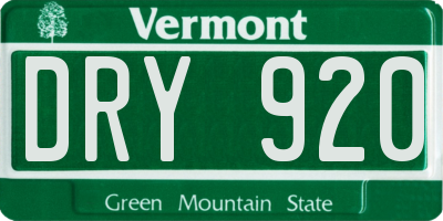 VT license plate DRY920