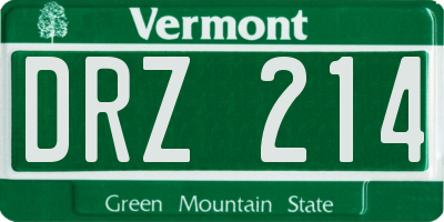 VT license plate DRZ214