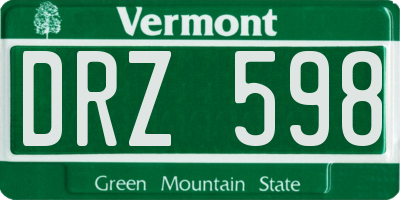 VT license plate DRZ598