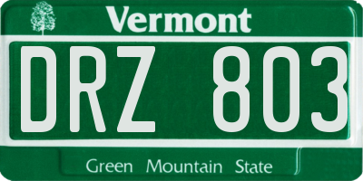 VT license plate DRZ803