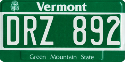 VT license plate DRZ892