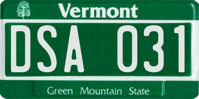 VT license plate DSA031