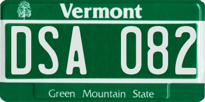 VT license plate DSA082