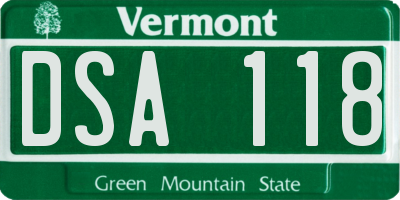 VT license plate DSA118