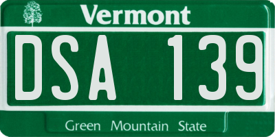 VT license plate DSA139