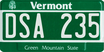 VT license plate DSA235