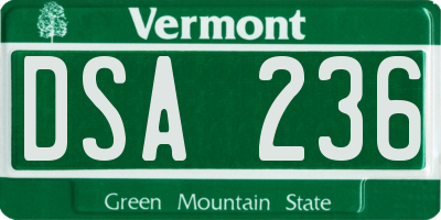 VT license plate DSA236