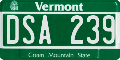 VT license plate DSA239