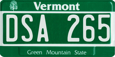 VT license plate DSA265