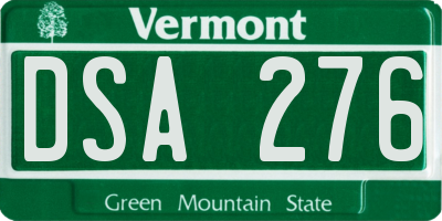 VT license plate DSA276