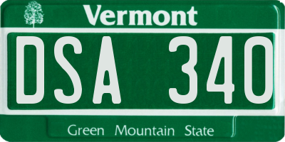 VT license plate DSA340