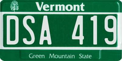 VT license plate DSA419