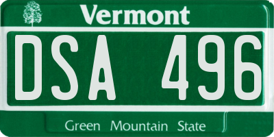 VT license plate DSA496