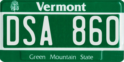 VT license plate DSA860