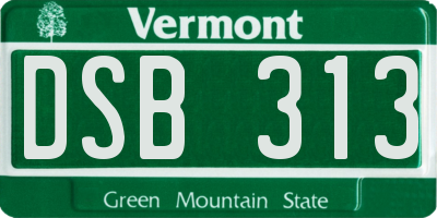 VT license plate DSB313