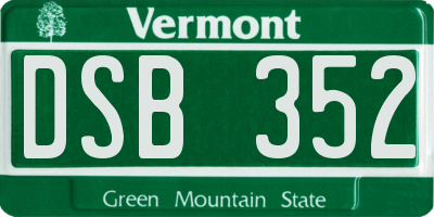 VT license plate DSB352