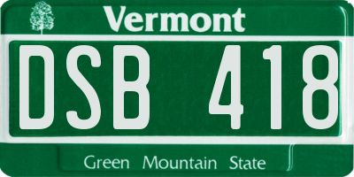 VT license plate DSB418