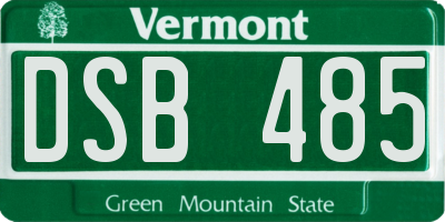 VT license plate DSB485