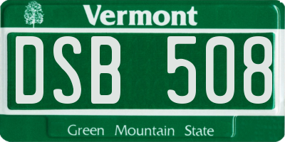 VT license plate DSB508