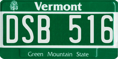 VT license plate DSB516